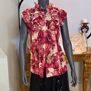 Floral Ruffle Blouse - Pink